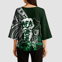 Hafa Adai Guam Discovery Day Kimono Sleeve Blouse Chamorro Latte Stone Hand Green Version LT14 - Polynesian Pride
