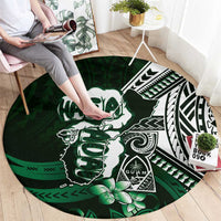 Hafa Adai Guam Discovery Day Round Carpet Chamorro Latte Stone Hand Green Version LT14 - Polynesian Pride