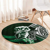 Hafa Adai Guam Discovery Day Round Carpet Chamorro Latte Stone Hand Green Version LT14 - Polynesian Pride