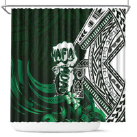 Hafa Adai Guam Discovery Day Shower Curtain Chamorro Latte Stone Hand Green Version LT14 Green - Polynesian Pride