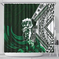 Hafa Adai Guam Discovery Day Shower Curtain Chamorro Latte Stone Hand Green Version LT14 - Polynesian Pride