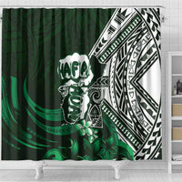 Hafa Adai Guam Discovery Day Shower Curtain Chamorro Latte Stone Hand Green Version LT14 - Polynesian Pride