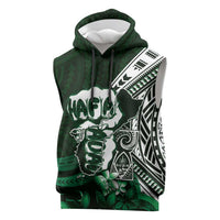 Hafa Adai Guam Discovery Day Sleeveless Hoodie Chamorro Latte Stone Hand Green Version LT14 Green - Polynesian Pride