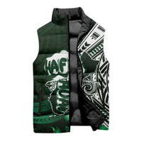 Hafa Adai Guam Discovery Day Sleeveless Puffer Jacket Chamorro Latte Stone Hand Green Version LT14 - Polynesian Pride