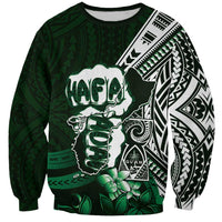 Hafa Adai Guam Discovery Day Sweatshirt Chamorro Latte Stone Hand Green Version LT14 Unisex Green - Polynesian Pride