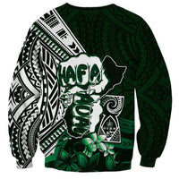 Hafa Adai Guam Discovery Day Sweatshirt Chamorro Latte Stone Hand Green Version LT14 - Polynesian Pride