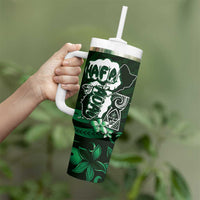 Hafa Adai Guam Discovery Day Tumbler With Handle Chamorro Latte Stone Hand Green Version LT14 - Polynesian Pride