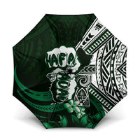 Hafa Adai Guam Discovery Day Umbrella Chamorro Latte Stone Hand Green Version LT14 One Size Folded 11.42 inch Opened Diameter 37.4 inch Green - Polynesian Pride