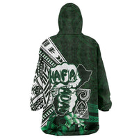 Hafa Adai Guam Discovery Day Wearable Blanket Hoodie Chamorro Latte Stone Hand Green Version LT14 - Polynesian Pride