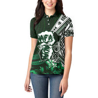 Hafa Adai Guam Discovery Day Women Polo Shirt Chamorro Latte Stone Hand Green Version LT14 - Polynesian Pride