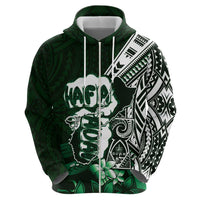 Hafa Adai Guam Discovery Day Zip Hoodie Chamorro Latte Stone Hand Green Version LT14 - Polynesian Pride