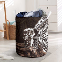 Hafa Adai Guam Discovery Day Laundry Basket Chamorro Latte Stone Hand Brown Version LT14 Brown - Polynesian Pride