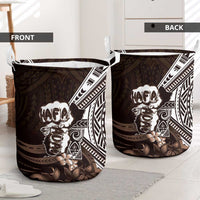 Hafa Adai Guam Discovery Day Laundry Basket Chamorro Latte Stone Hand Brown Version LT14 - Polynesian Pride