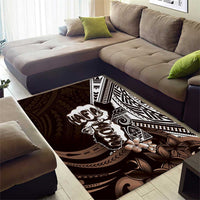 Hafa Adai Guam Discovery Day Area Rug Chamorro Latte Stone Hand Brown Version LT14 - Polynesian Pride