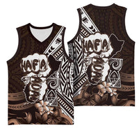 Hafa Adai Guam Discovery Day Basketball Jersey Chamorro Latte Stone Hand Brown Version LT14 - Polynesian Pride