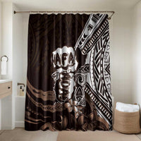 Hafa Adai Guam Discovery Day Bathroom Set Chamorro Latte Stone Hand Brown Version LT14 Shower Curtain Only Brown - Polynesian Pride
