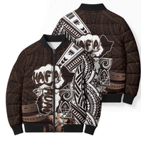 Hafa Adai Guam Discovery Day Bomber Puffer Jacket Chamorro Latte Stone Hand Brown Version LT14 - Polynesian Pride