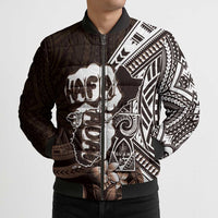 Hafa Adai Guam Discovery Day Bomber Puffer Jacket Chamorro Latte Stone Hand Brown Version LT14 - Polynesian Pride