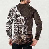 Hafa Adai Guam Discovery Day Button Sweatshirt Chamorro Latte Stone Hand Brown Version LT14 - Polynesian Pride