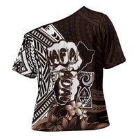 Hafa Adai Guam Discovery Day Cross Shoulder Shirt Chamorro Latte Stone Hand Brown Version LT14 - Polynesian Pride