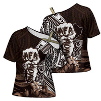 Hafa Adai Guam Discovery Day Cross Shoulder Shirt Chamorro Latte Stone Hand Brown Version LT14 - Polynesian Pride