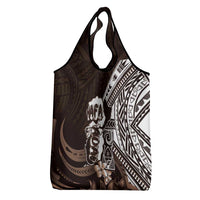 Hafa Adai Guam Discovery Day Grocery Bag Chamorro Latte Stone Hand Brown Version