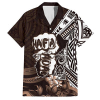 Hafa Adai Guam Discovery Day Hawaiian Shirt Chamorro Latte Stone Hand Brown Version LT14 Brown - Polynesian Pride