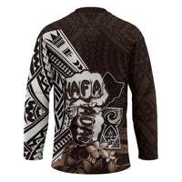 Hafa Adai Guam Discovery Day Hockey Jersey Chamorro Latte Stone Hand Brown Version LT14 - Polynesian Pride