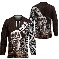 Hafa Adai Guam Discovery Day Hockey Jersey Chamorro Latte Stone Hand Brown Version LT14 - Polynesian Pride