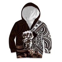 Hafa Adai Guam Discovery Day Kid Hoodie Chamorro Latte Stone Hand Brown Version LT14 Zip Hoodie Brown - Polynesian Pride