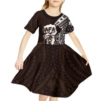 Hafa Adai Guam Discovery Day Kid Short Sleeve Dress Chamorro Latte Stone Hand Brown Version LT14 - Polynesian Pride
