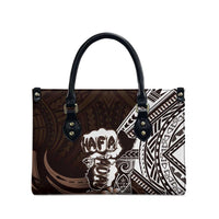 Hafa Adai Guam Discovery Day Leather Bag Chamorro Latte Stone Hand Brown Version LT14 - Polynesian Pride