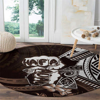 Hafa Adai Guam Discovery Day Round Carpet Chamorro Latte Stone Hand Brown Version LT14 - Polynesian Pride