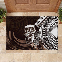 Hafa Adai Guam Discovery Day Rubber Doormat Chamorro Latte Stone Hand Brown Version LT14 Brown - Polynesian Pride