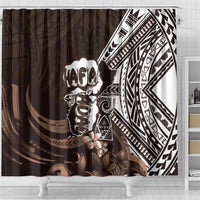 Hafa Adai Guam Discovery Day Shower Curtain Chamorro Latte Stone Hand Brown Version LT14 - Polynesian Pride