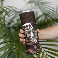 Hafa Adai Guam Discovery Day Skinny Tumbler Chamorro Latte Stone Hand Brown Version