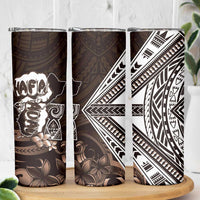 Hafa Adai Guam Discovery Day Skinny Tumbler Chamorro Latte Stone Hand Brown Version