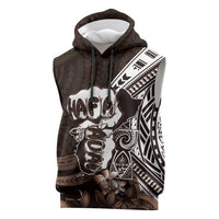 Hafa Adai Guam Discovery Day Sleeveless Hoodie Chamorro Latte Stone Hand Brown Version LT14 Brown - Polynesian Pride
