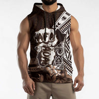 Hafa Adai Guam Discovery Day Sleeveless Hoodie Chamorro Latte Stone Hand Brown Version LT14 - Polynesian Pride
