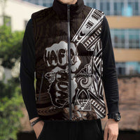 Hafa Adai Guam Discovery Day Sleeveless Puffer Jacket Chamorro Latte Stone Hand Brown Version LT14 - Polynesian Pride