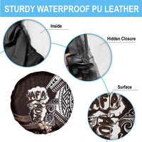 Hafa Adai Guam Discovery Day Spare Tire Cover Chamorro Latte Stone Hand Brown Version LT14 - Polynesian Pride