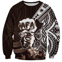 Hafa Adai Guam Discovery Day Sweatshirt Chamorro Latte Stone Hand Brown Version LT14 Unisex Brown - Polynesian Pride