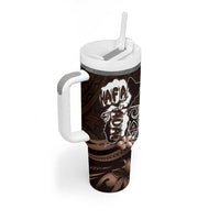 Hafa Adai Guam Discovery Day Tumbler With Handle Chamorro Latte Stone Hand Brown Version LT14 - Polynesian Pride