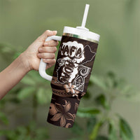 Hafa Adai Guam Discovery Day Tumbler With Handle Chamorro Latte Stone Hand Brown Version LT14 - Polynesian Pride
