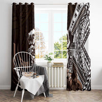 Hafa Adai Guam Discovery Day Window Curtain Chamorro Latte Stone Hand Brown Version LT14 - Polynesian Pride