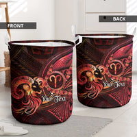 Personalised Polynesia Zodiac Aries Laundry Basket Galaxy Polynesian Pattern Chest Tattoo Style LT14 - Polynesian Pride