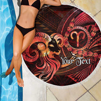 Personalised Polynesia Zodiac Aries Beach Blanket Galaxy Polynesian Pattern Chest Tattoo Style LT14 - Polynesian Pride