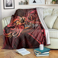 Personalised Polynesia Zodiac Aries Blanket Galaxy Polynesian Pattern Chest Tattoo Style LT14 Red - Polynesian Pride