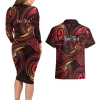 Personalised Polynesia Zodiac Aries Couples Matching Long Sleeve Bodycon Dress and Hawaiian Shirt Galaxy Polynesian Pattern Chest Tattoo Style LT14 - Polynesian Pride