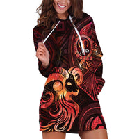 Personalised Polynesia Zodiac Aries Hoodie Dress Galaxy Polynesian Pattern Chest Tattoo Style LT14 Red - Polynesian Pride